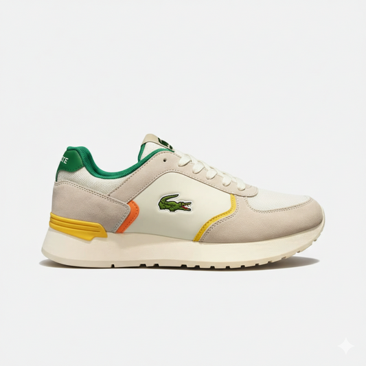 Lacoste Partner 70S blanche avec des accents verts et orange